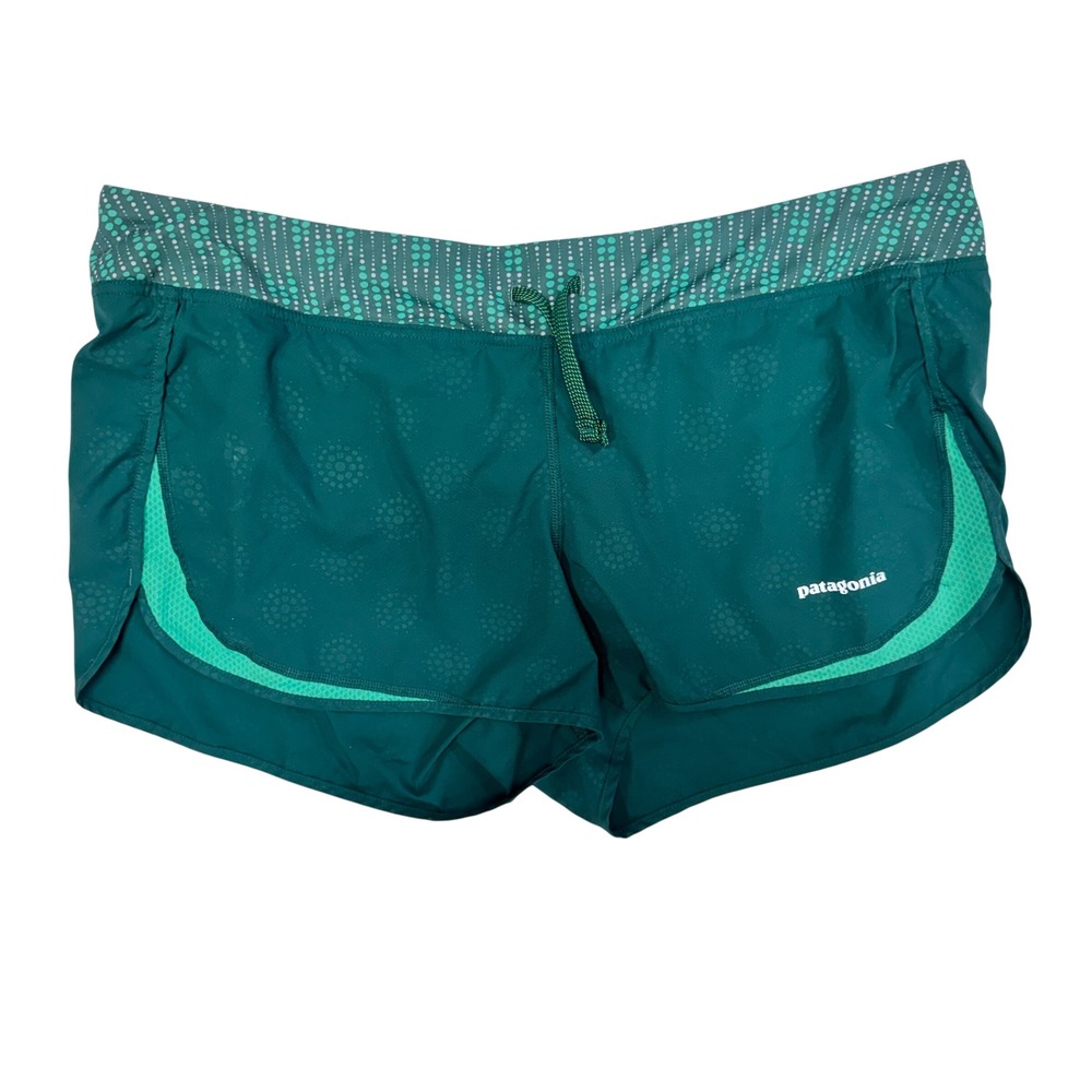 Patagonia Strider Shorts Womens Large Teal Green Running Athletic